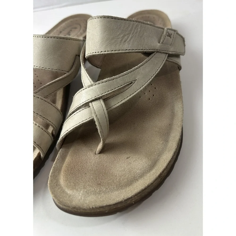 Taos The Perfect Sandals Light Beige Tan Stone Thong Toe Strappy Women's Size 10 - Picture 6 of 14